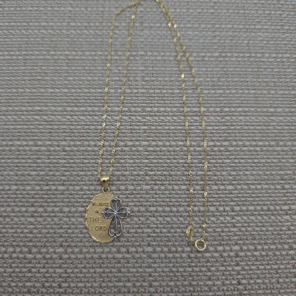 18 Inch Gold Over Sterling Silver Religious Cross Lord Necklace A1684